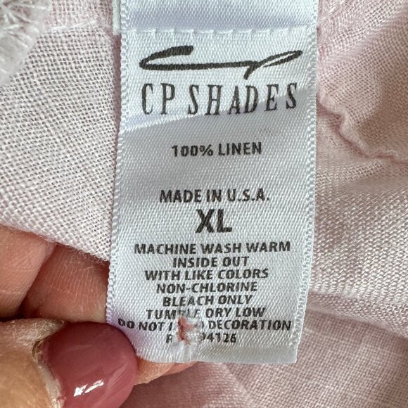 CP SHADES Light Pink Linen Button Down Tunic Maxi Shirt - Picture 7 of 9
